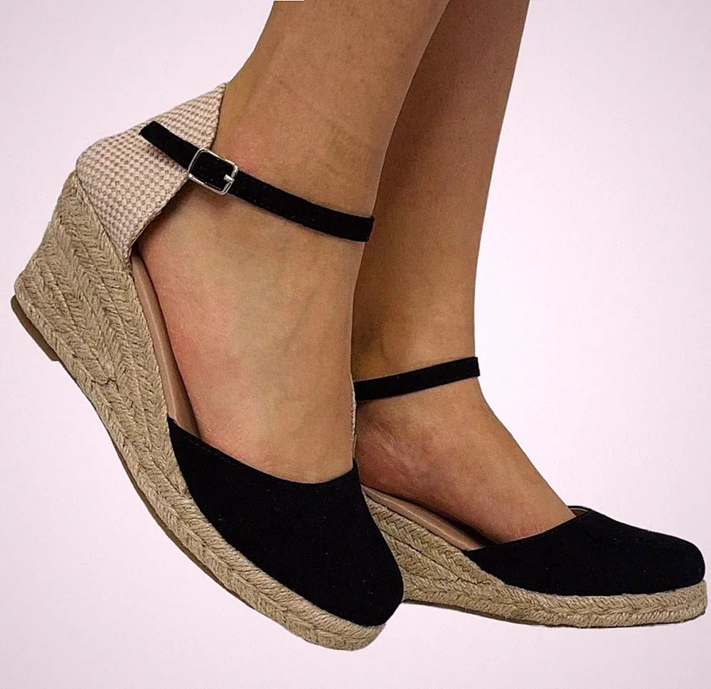 DAMEN DAMENMODE HOHER KEILABSATZ KNÖCHELRIEMEN PLATEAU SCHUHE GRÖSSE 3-8 UK