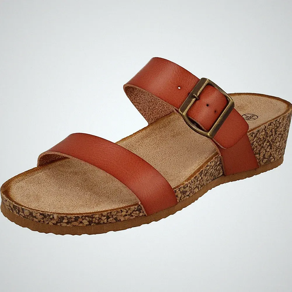 Damen Down To Earth Mittelhoher Keilabsatz Pantoletten Slipper Sandalen F1R2087