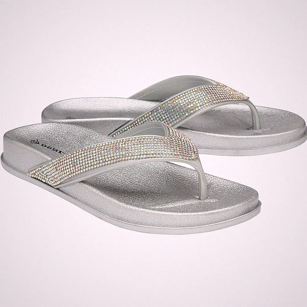 DAMEN DUNLOP AUSGEFALLEN ZEHENSTEG NIEDRIGER KEILABSATZ FLIP FLOPS FREIZEIT SOMMER KOMFORT SANDALEN