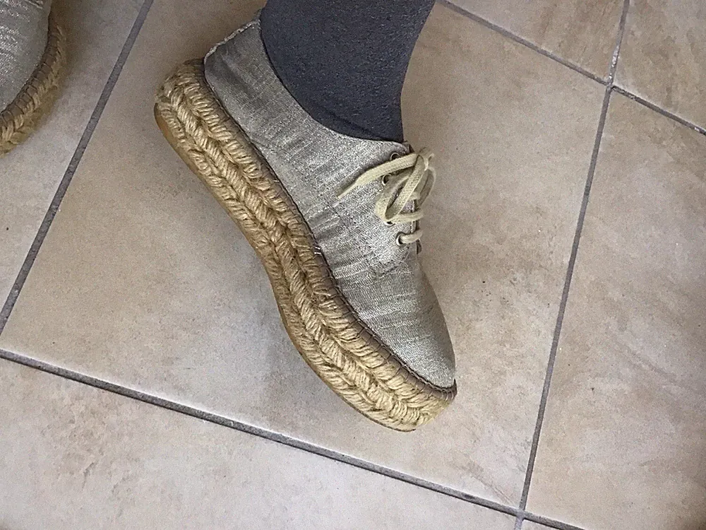 Damen Espadrilles Gold Keilabsatz Doppelschnur Schuhe Frühling/Sommer Größe 36