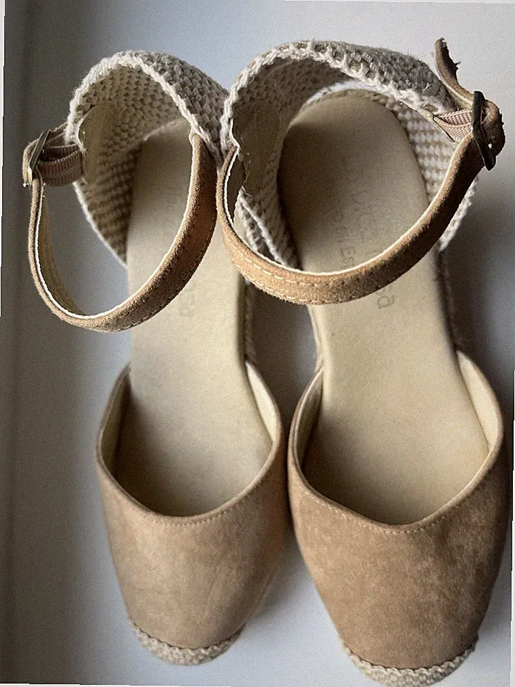 Damen Espadrilles, Keil-Absatz, Beige , Größe 38 - 7 cm Keilabsatz
