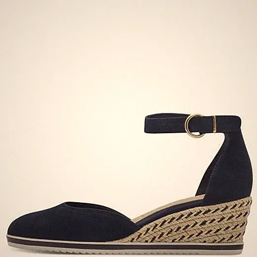 Damen Espadrilles mit Keilabsatz 6 cm aus weichem Wildleder blau TAMARIS
