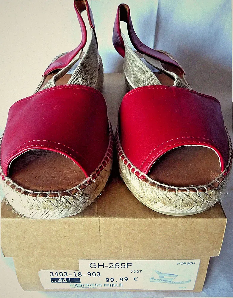 Damen ESPADRILLES, SANDALEN, HORSCH, Gr. 44, rot, Keilabsatz, m. Karton, neu