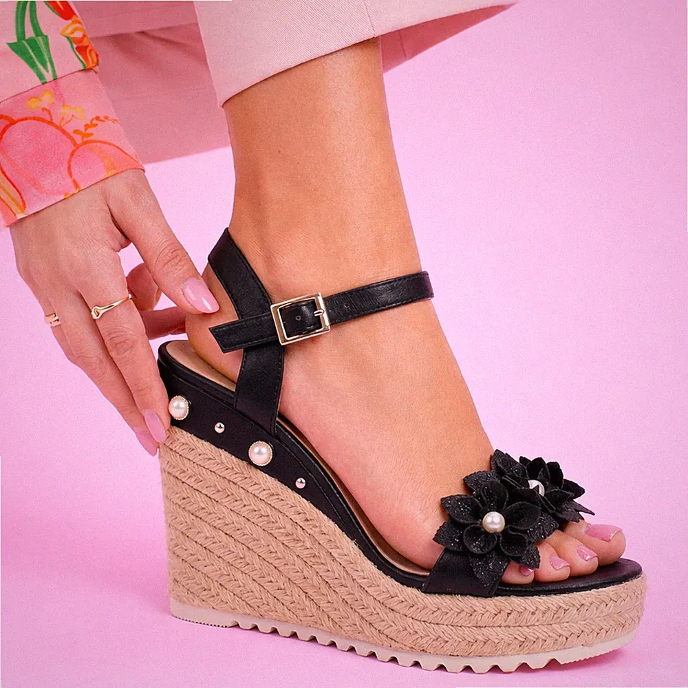 Damen-Espadrilles-Sandalen Sommer Keilabsatz Plateau mittelhohe Riemchen Größe UK