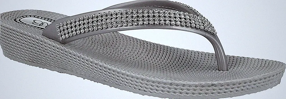 Damen-Flip-Flops Ella Diamant Sandalen bequem Zehensteg Sommer Strand niedriger Keilabsatz