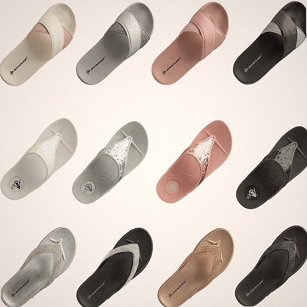 DAMEN FLIP FLOPS NIEDRIGER KEILABSATZ HAUSSCHUHE DUNLOP DAMEN SANDALE SOMMER KOMFORT SCHUHE