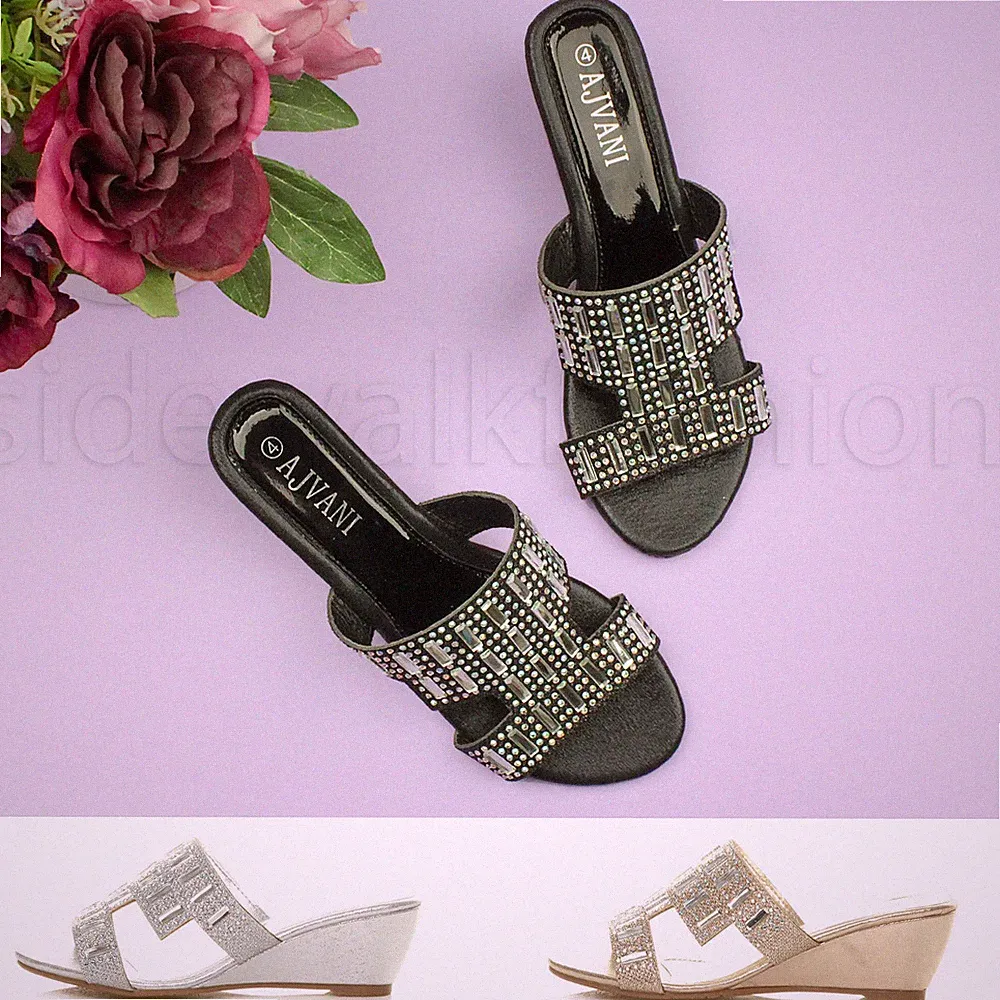 Damen Frauen Keilabsatz Peeptoe Slipper Pantoletten Abschlussball Hochzeit Sandalen Schuhe Größe