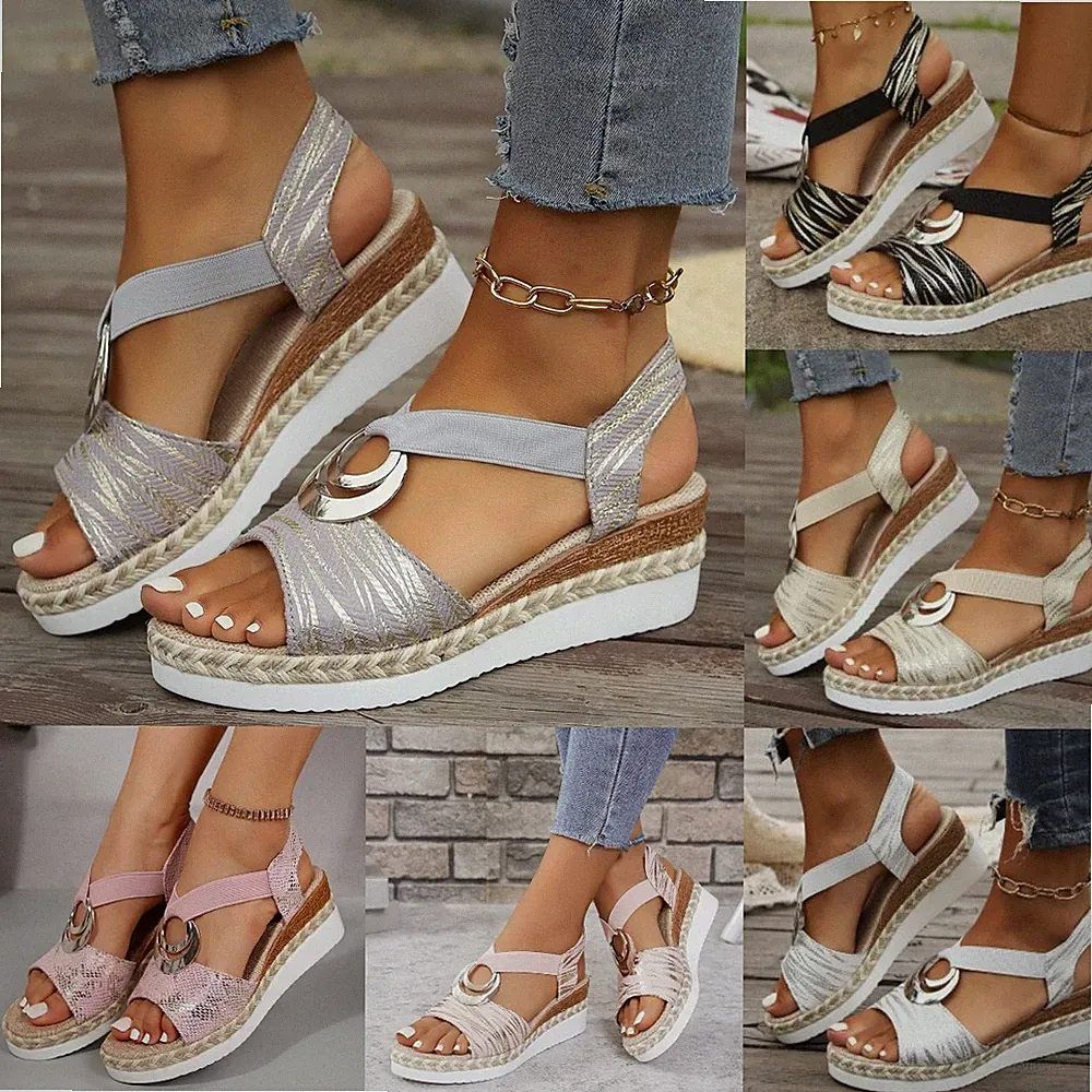 Damen Frauen Mittelhoher Keilabsatz Slipper Sommer Sandalen Wandern Pantoletten Schuhe Größe Neu