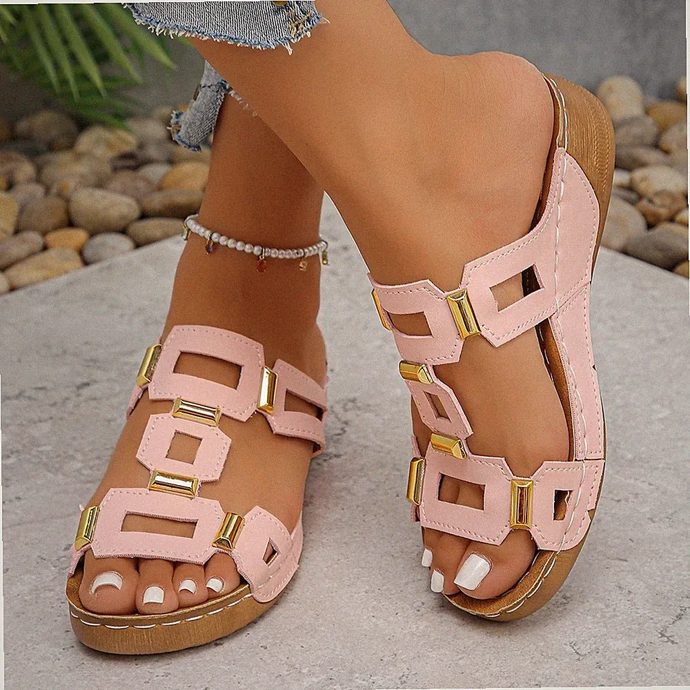 Damen Frauen Orthopädische Keilabsatz Sandalen Slipper Sommer Schuhe Pantoletten Hausschuhe Größen