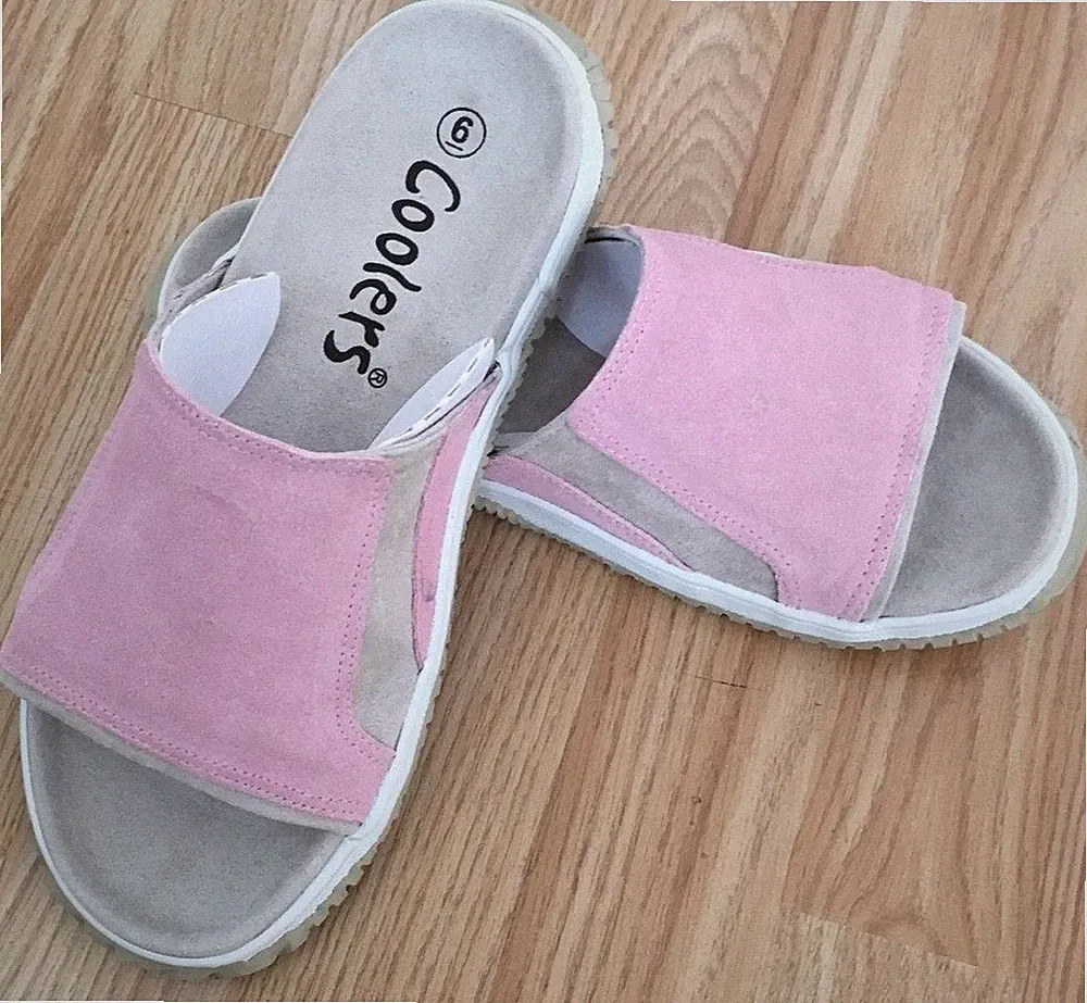 Damen Frauen Orthopädische Leder Slipper Pantolette Sandale Keilabsatz Flip Flop Schuhgröße