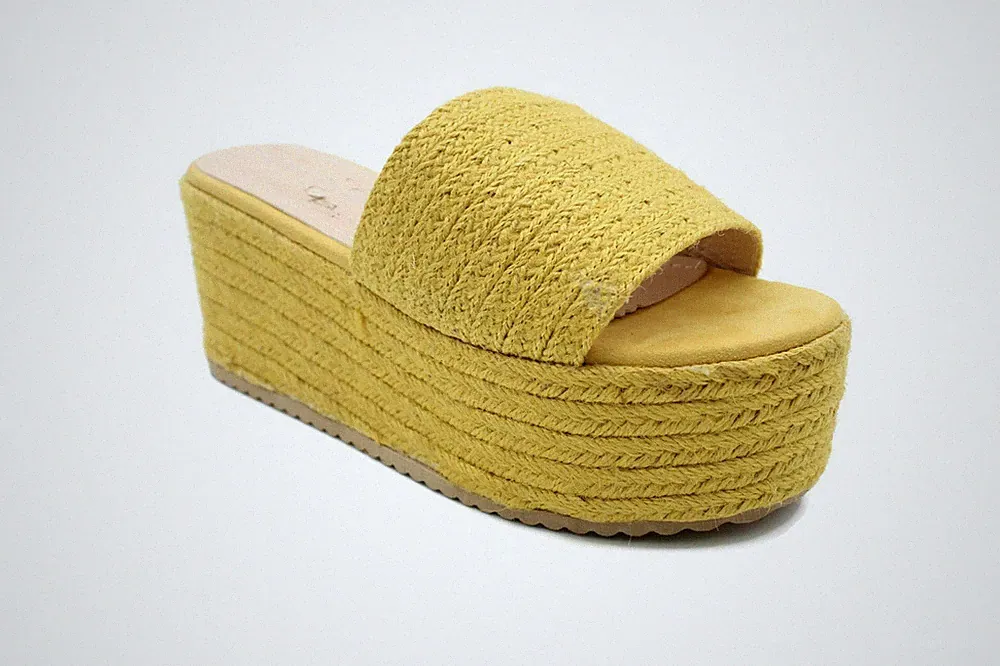 Damen Frauen Pantoletten Flatforms Slipper Strick Sommer Plateau Party Espadrilles