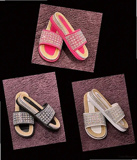 Damen Frauen sehr glitzernde Diamanten Slipper flache Form Keilabsatz Sommer Sliders Sandalen