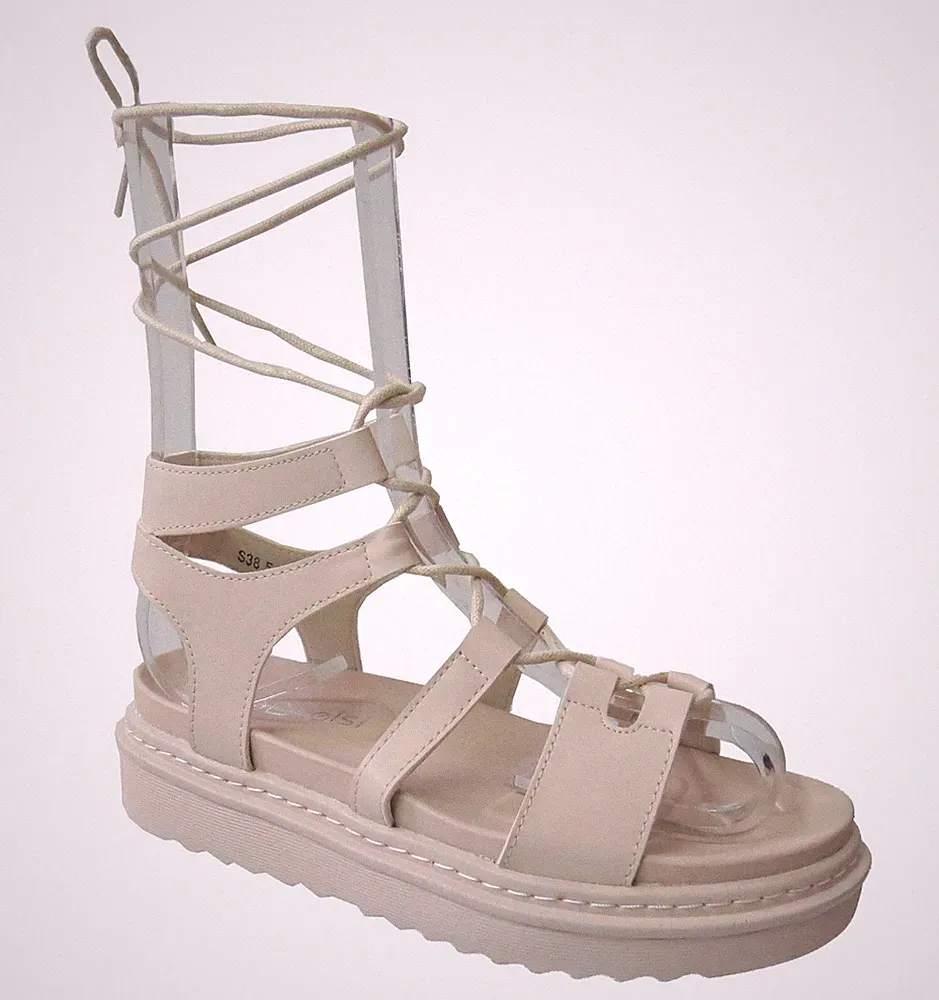 Damen Frauen Sommer niedrige Keilabsatz Sandalen Knöchel Schnürung Plateau Schuhe Größe
