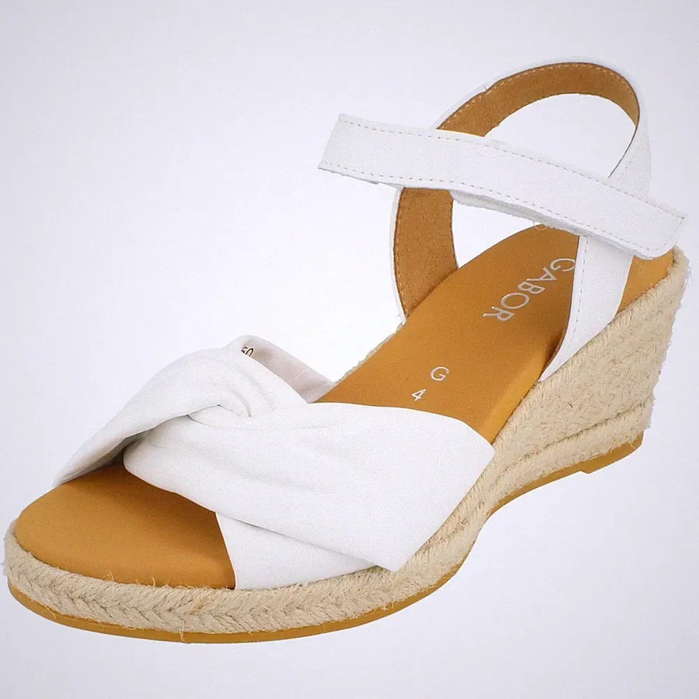 Damen Gabor Ledersandalen 3,5CM Keilabsatz Weiß Verstellbarer Riemen 82712
