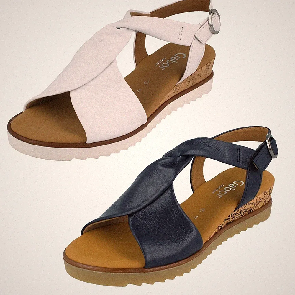 Damen Gabor Offene Zehen Keilabsatz Sandalen Mit Schnalle Verschluss 62.751
