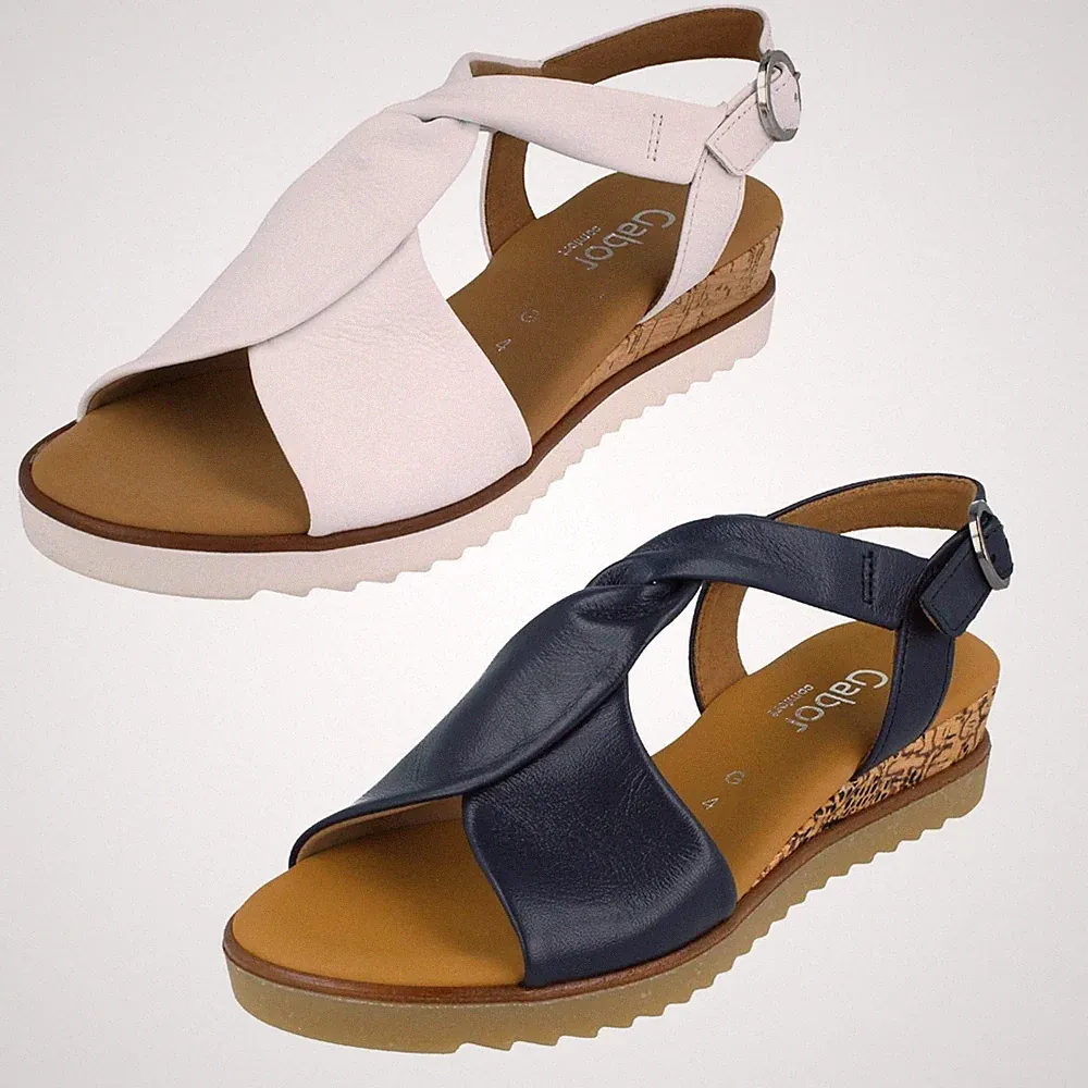 Damen Gabor Offene Zehen Keilabsatz Sandalen Mit Schnalle Verschluss 62.751