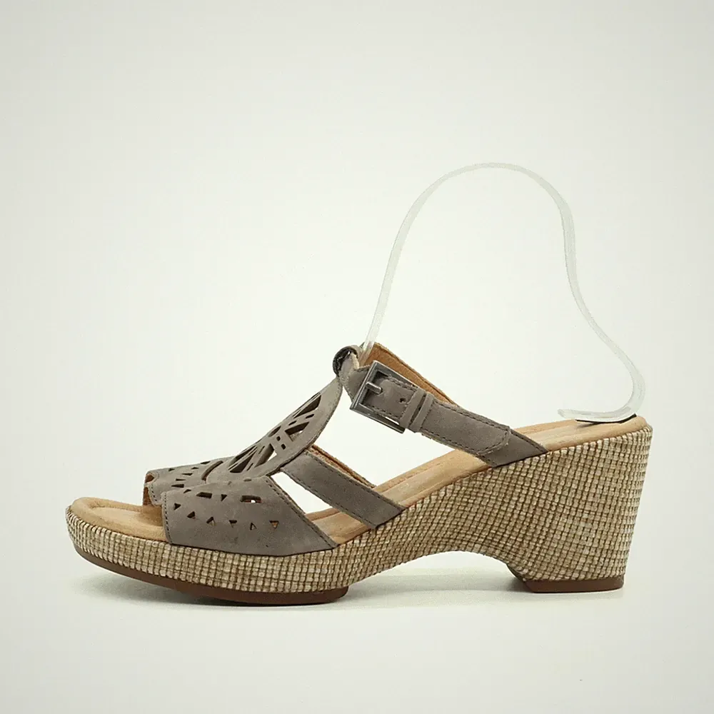 Damen Gabor Sandalen EU 41 Grau Leder Ausschnitt