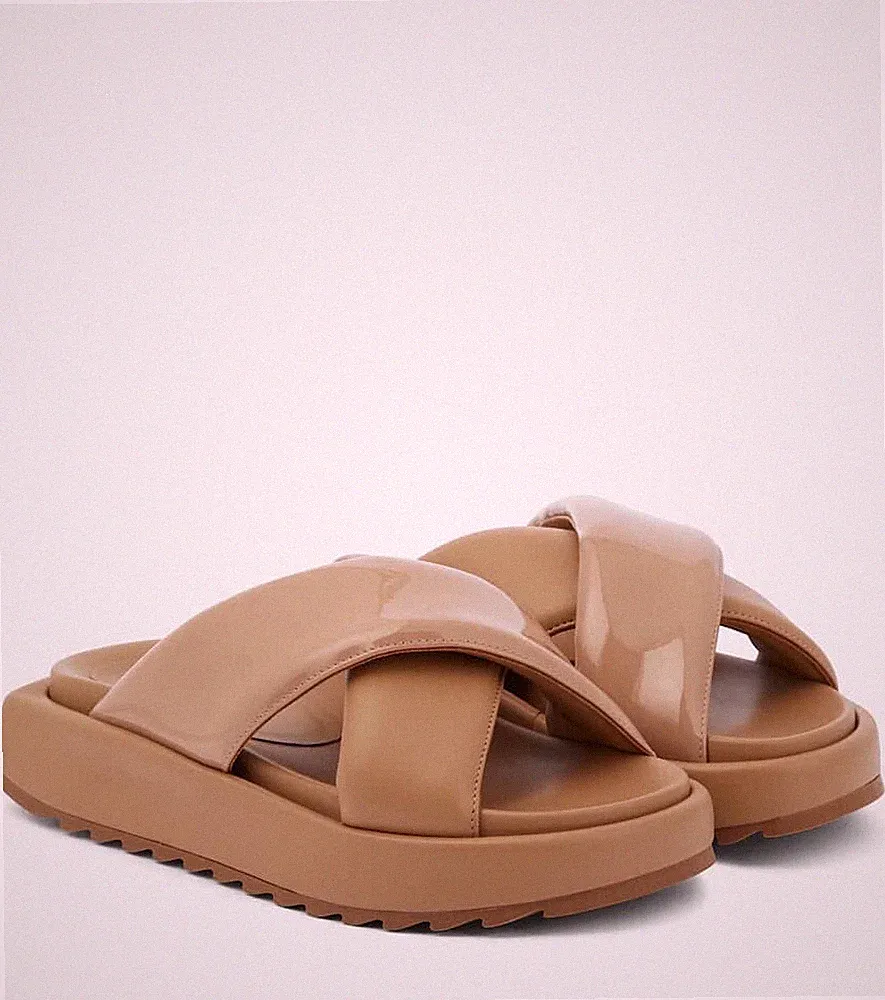 Damen Gia 25 gepolsterte Leder Pantoletten in Walnuss Größe UK 6 EU 39 UVP: 408£ #335