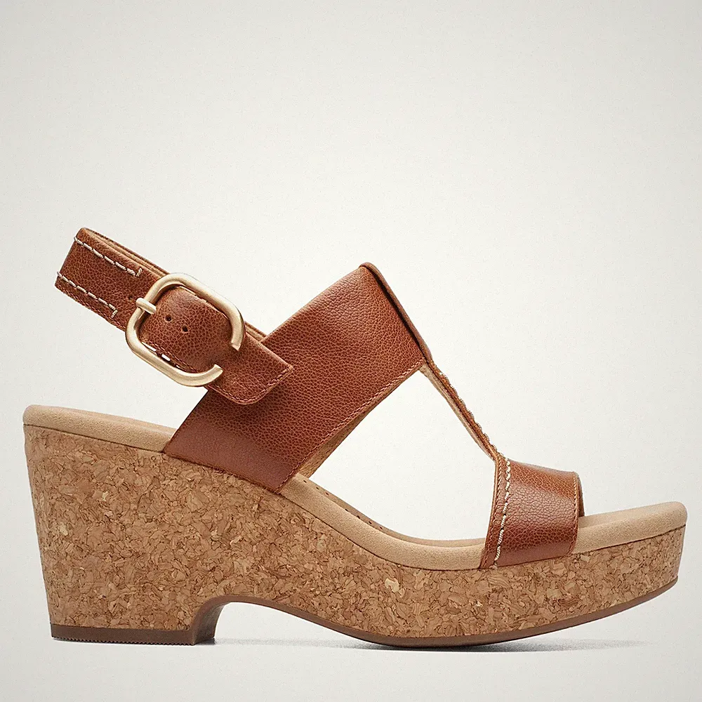 Damen Giselle Style Wedge Sandalen, Hellbraunes Leder, 39 EU