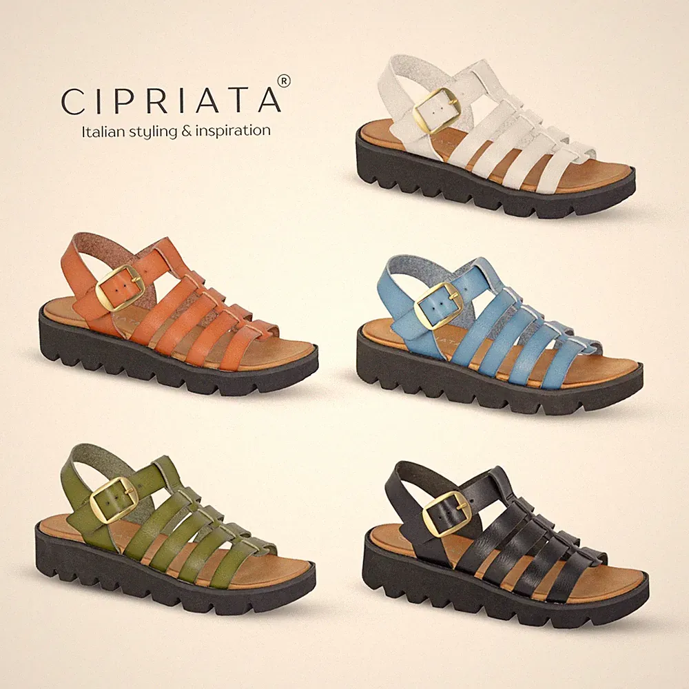 Damen-Gladiator-Keilsandalen Cipriata Sommer T-Steg Neckholder Urlaub gepolstert
