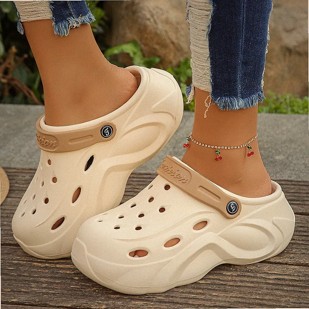 Damen Grobe Plateau Clogs Sandalen EVA Keilabsatz Pantoletten Strand Garten Schuhe