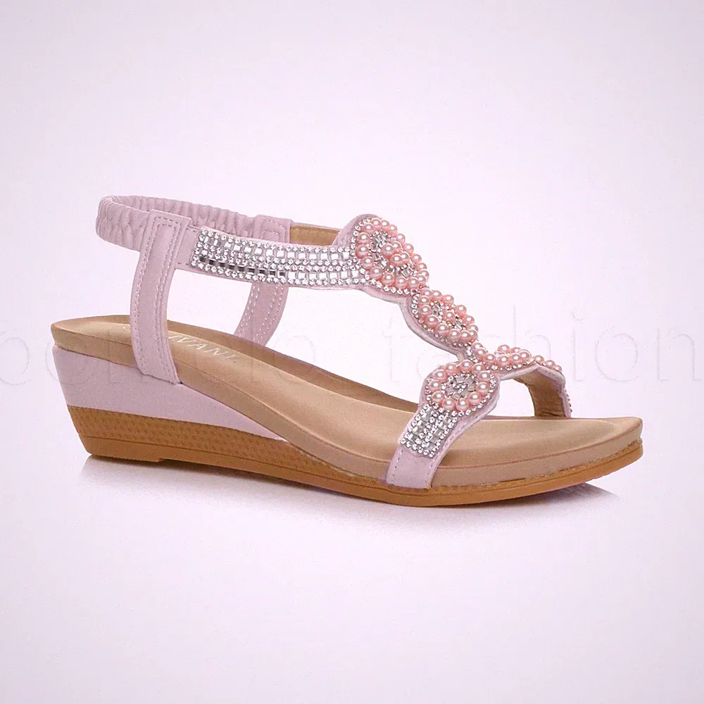 DAMEN HALBHOHER ABSATZ BEQUEM ELASTISCH SLINGBACK KEILABSATZ T-STEG SANDALEN GRÖSSE 3 36
