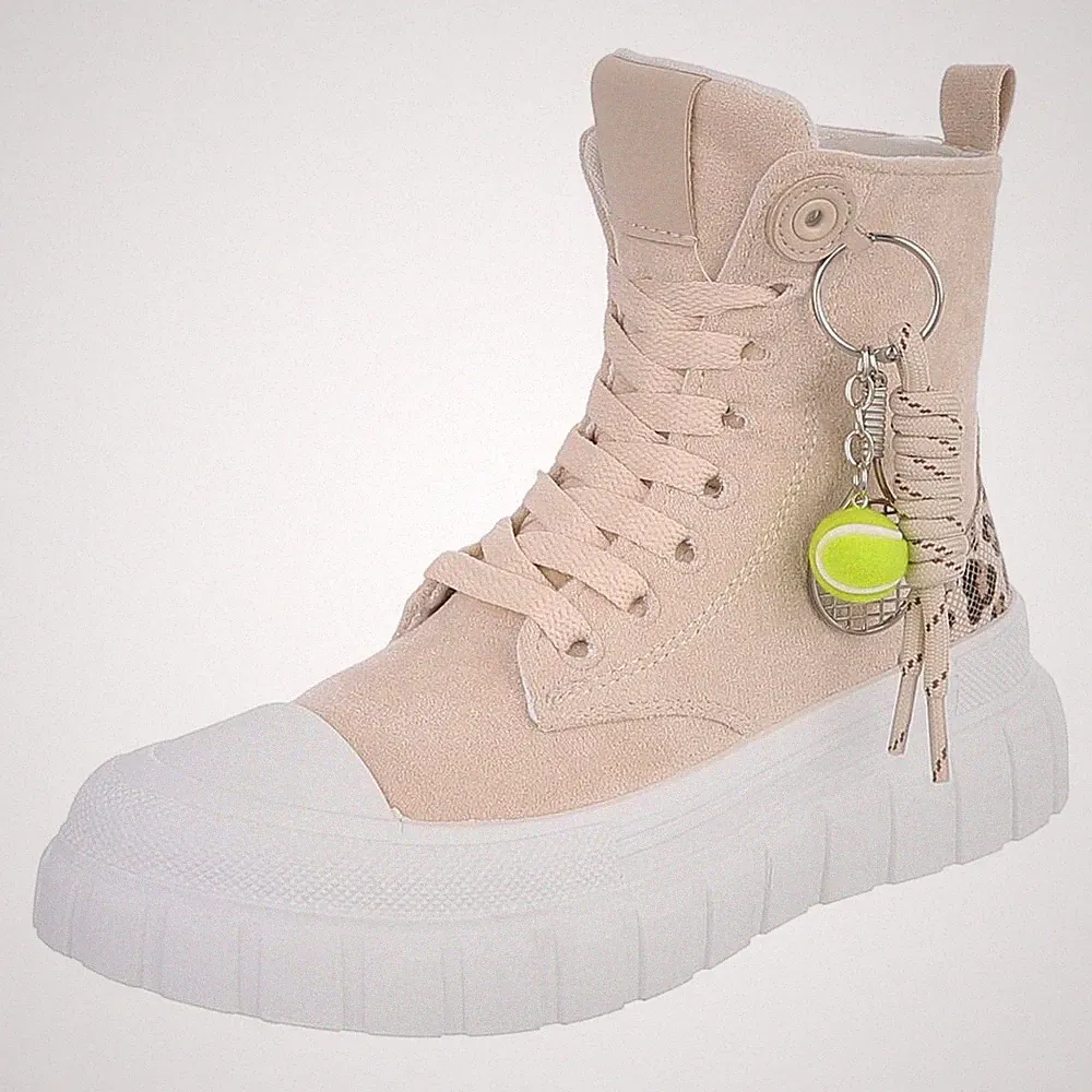 Damen High-Top Sneaker mit Lochschnürung Ital-Design 4700 in Beige