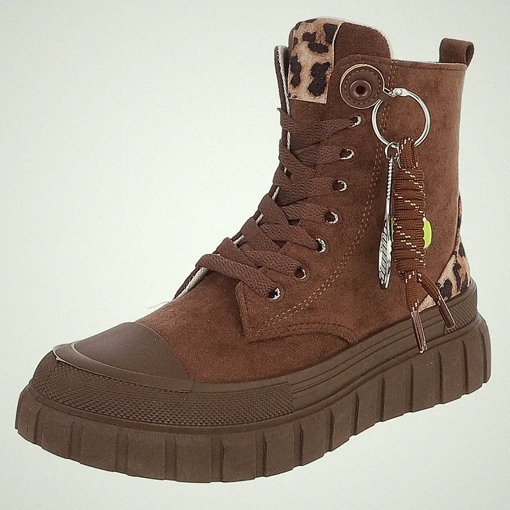Damen High-Top Sneaker mit Lochschnürung Ital-Design 5534 in Braun