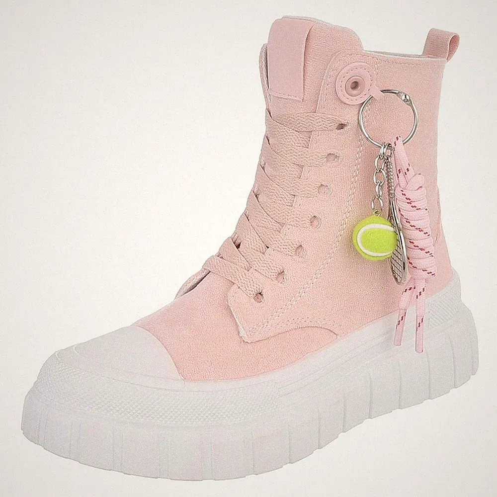 Damen High-Top Sneaker mit Lochschnürung Ital-Design 5882 in Hellrosa