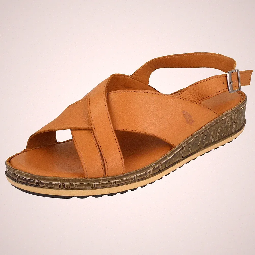 Damen Hush Puppies Elena Freizeit Ledersandaletten mit Keilabsatz, Schnalle