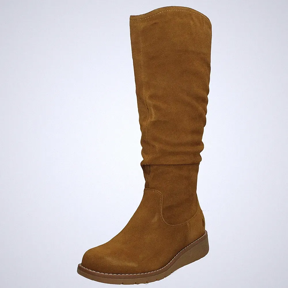 Damen Hush Puppies Kniehoch Wildleder Slouch Stiefel mit Einem 3CM Keilabsatz "