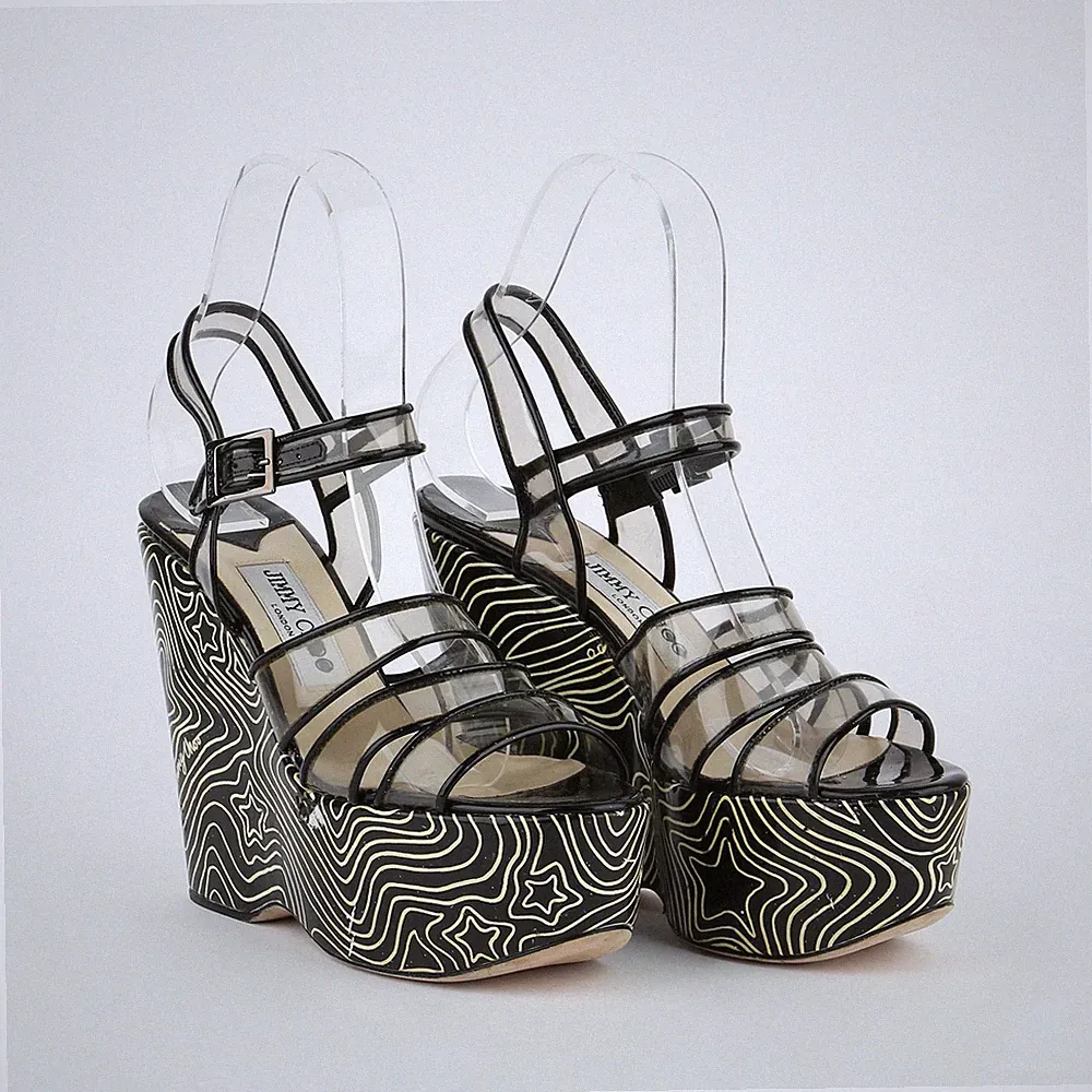 Damen Jimmy Choo Gebrauchte Plateau Sandaletten Transparent Schuhe 841915