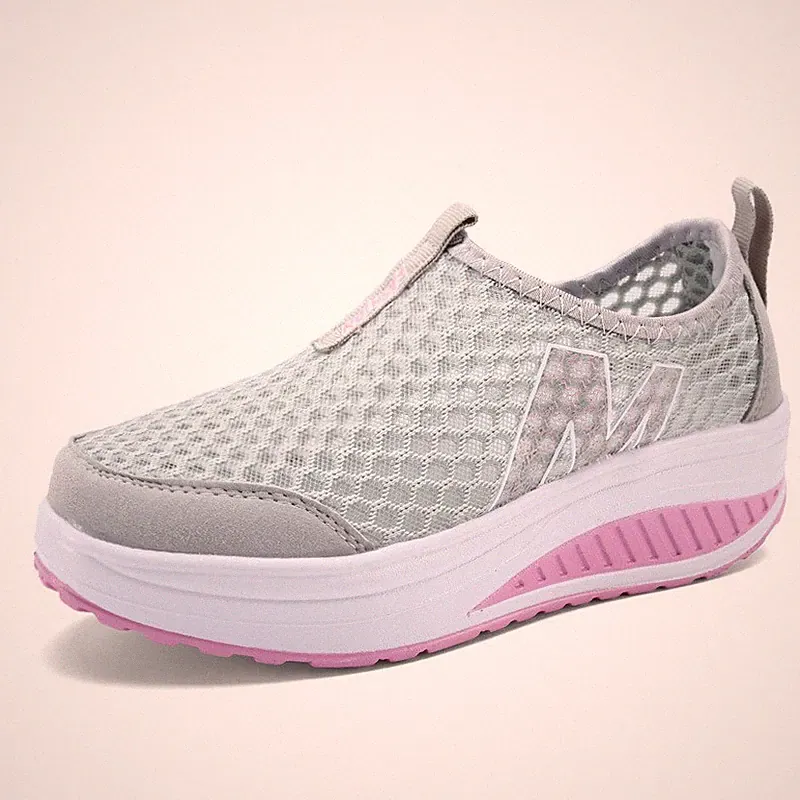 Damen Keil schuhe luftige Mesh Sneaker mit Keilabsatz bequem schuhe Frauen