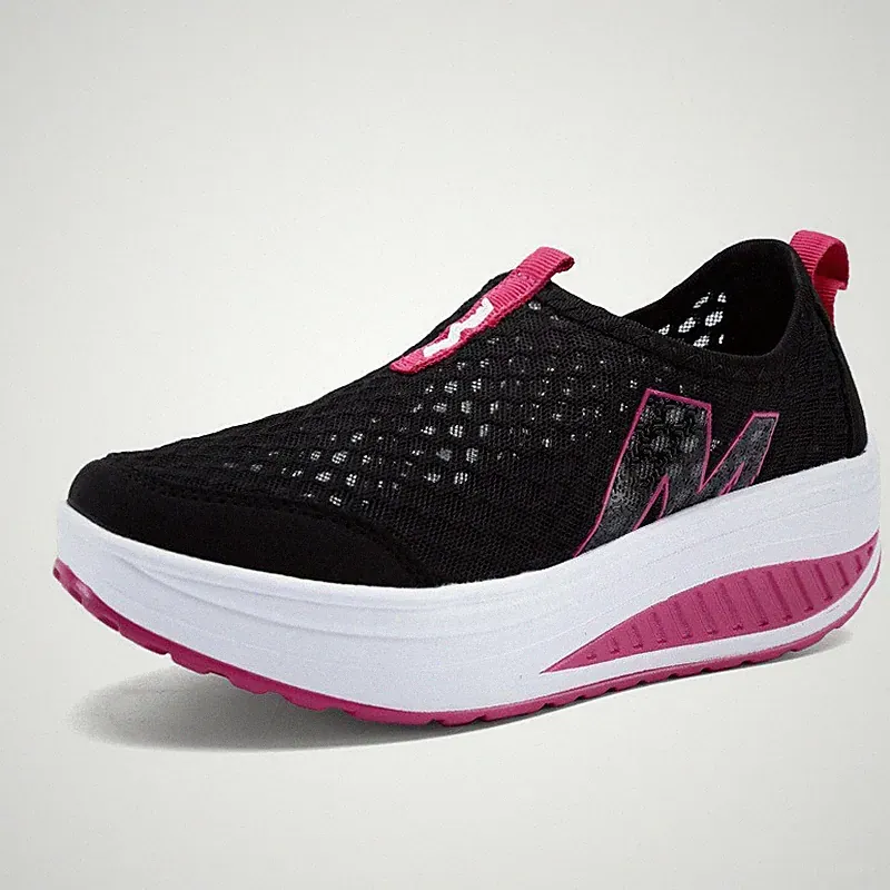 Damen Keil schuhe luftige Mesh Sneaker mit Keilabsatz bequem schuhe Frauen