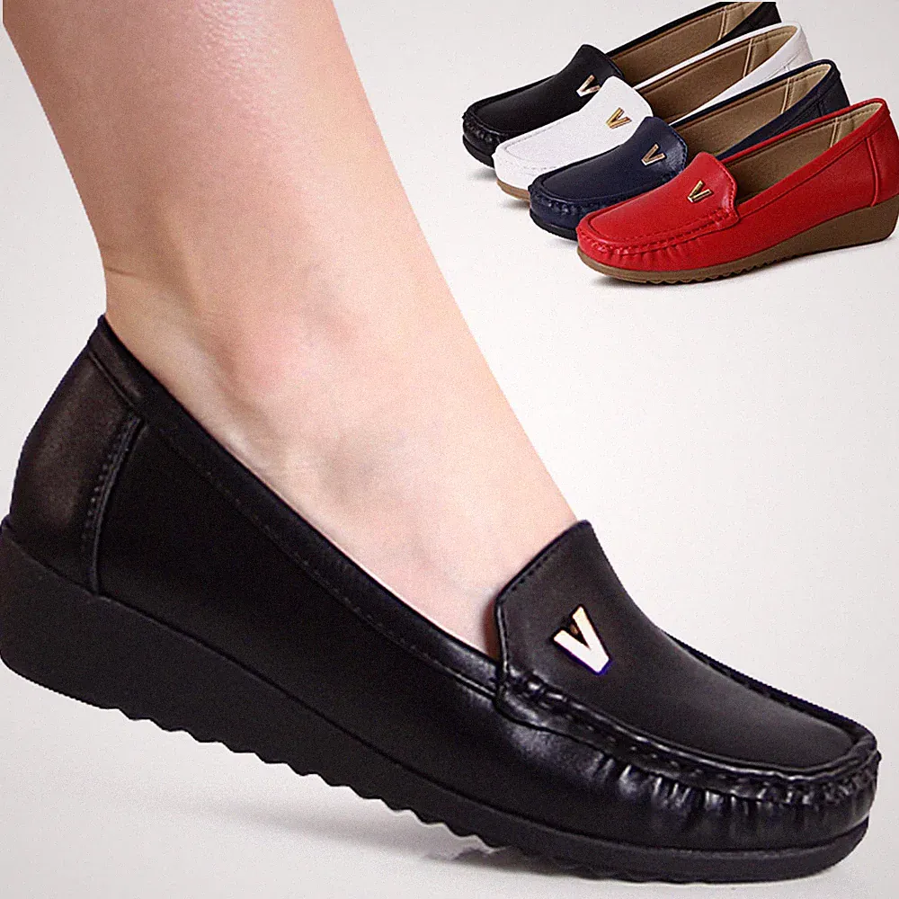 Damen Keilabsatz Pumps Komfort Slipper Keil Ballerina Halbschuhe Slip On