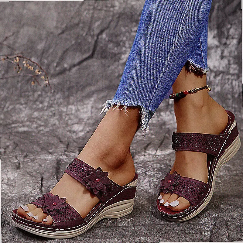Damen Keilabsatz Sandalen Casual Hausschuhe Damen Sommer Slip On Schuhe