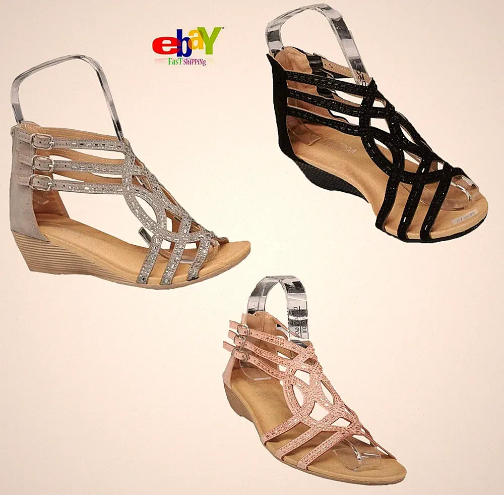 DAMEN KEILABSATZ SANDALEN DAMEN ABSATZ RIEMCHEN SOMMER KLEID PARTY ABEND SCHUHE GRÖßE