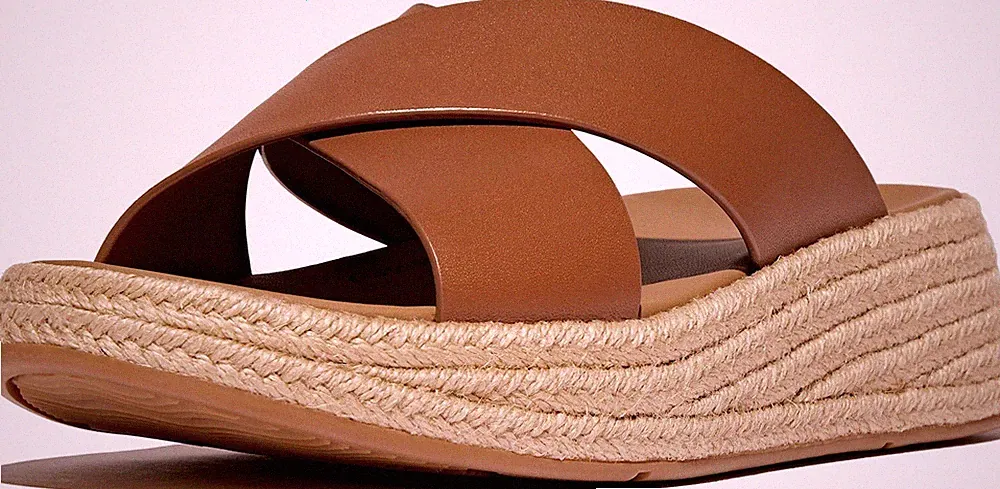 Damen Keilabsatz Sandalen FitFlop F-Modus Cross Slides Sommer Urlaub Schuhe UK5-8