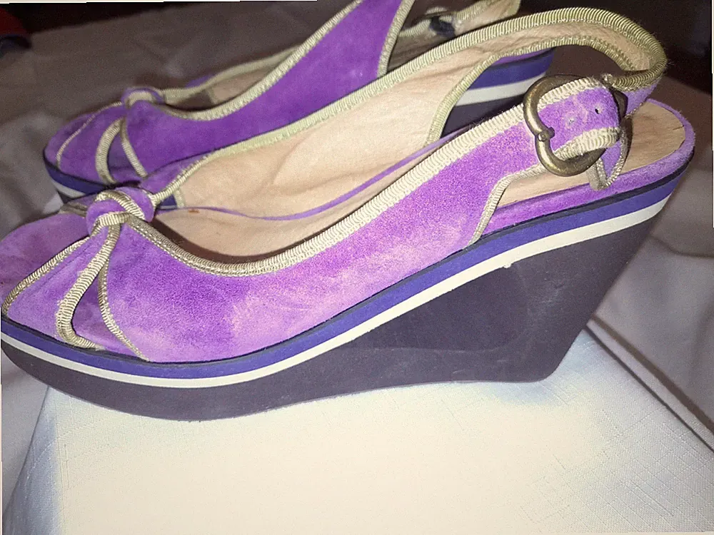 Damen Keilabsatz Sandalen G.40, Neu Von Buffalo, Wildleder