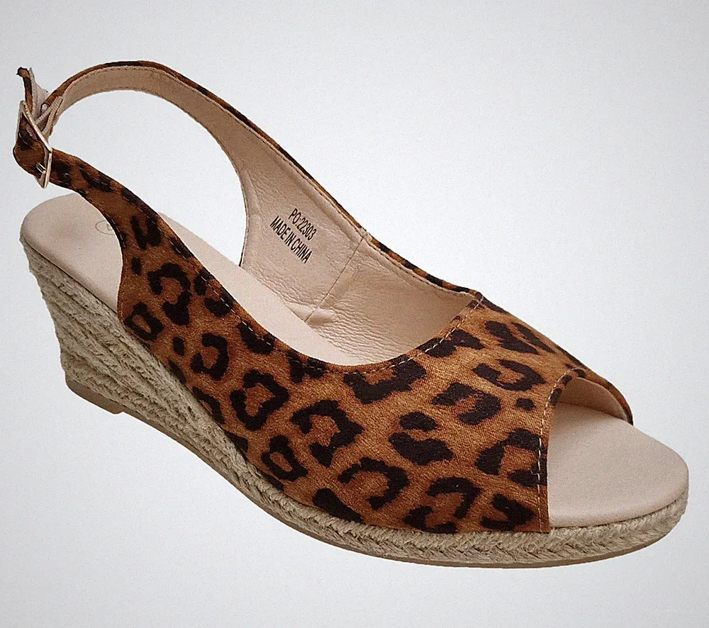 Damen Keilabsatz Sandalen Peeptoe Canvas Riemen Jute hohe Fersenriemen Schnalle Sommer