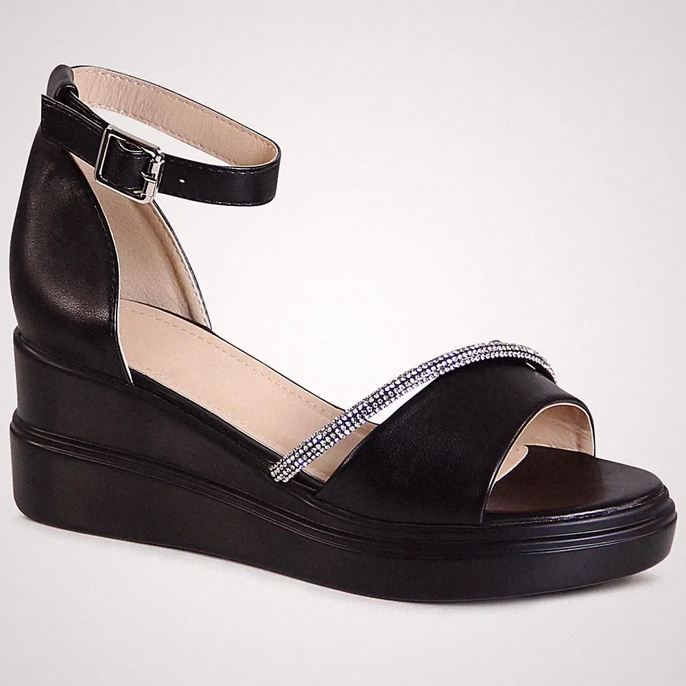 Damen Keilabsatz Sandalen Riemchen Glitzer Sandaletten Keil Pumps
