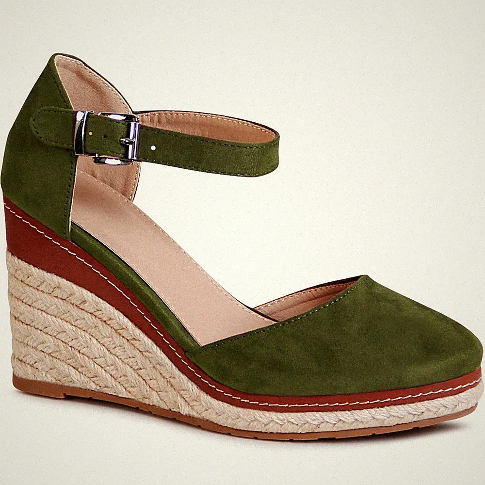 Damen Keilabsatz Sandalen Riemchen Pumps Keil Sandaletten