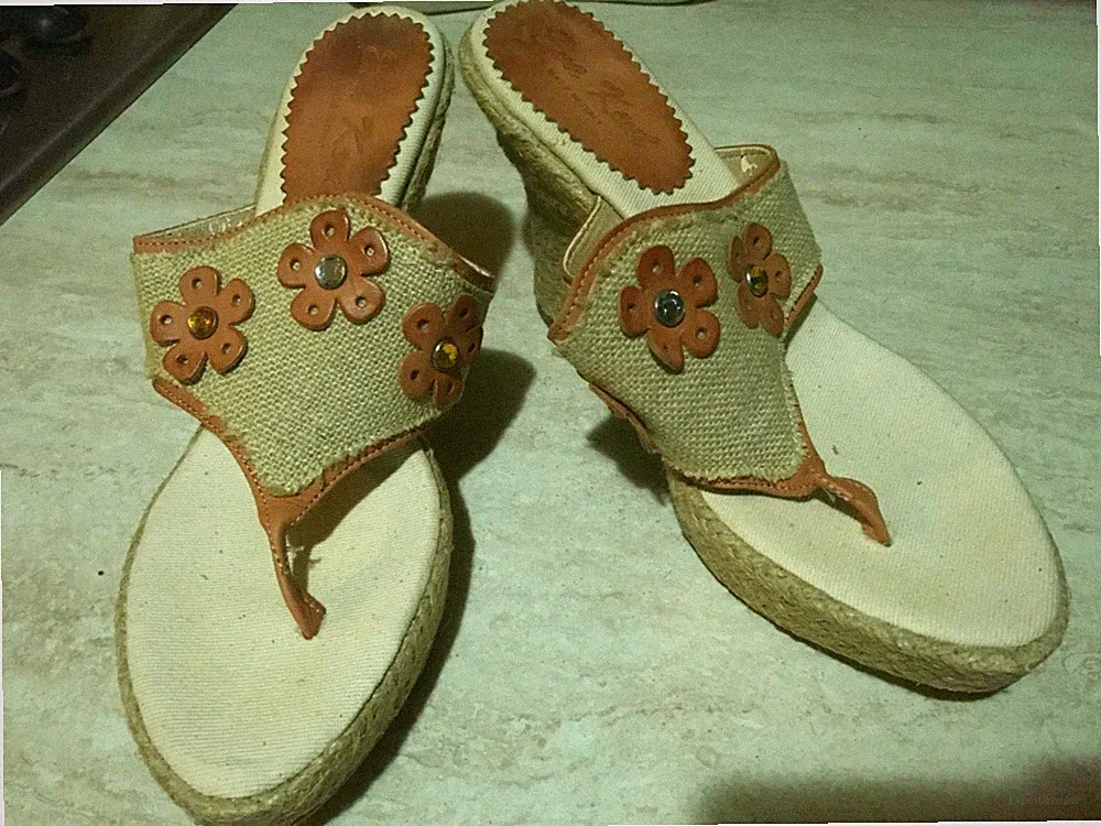 Damen Keilabsatz Sandalen Zehentrenner geflochtene Kordel Gr. 39 Ewa Kent