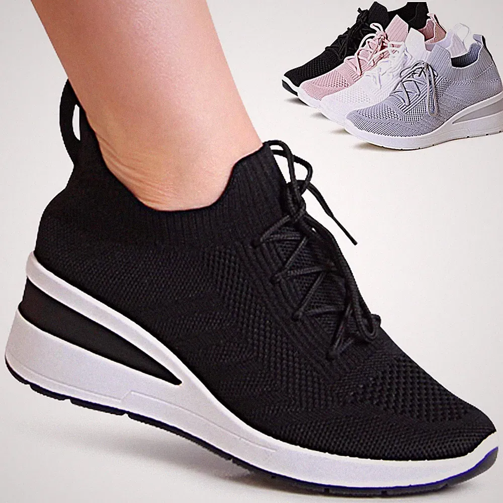 Damen Keilabsatz Sneaker Keil Halbschuhe Plateau Turnschuhe Stiefeletten