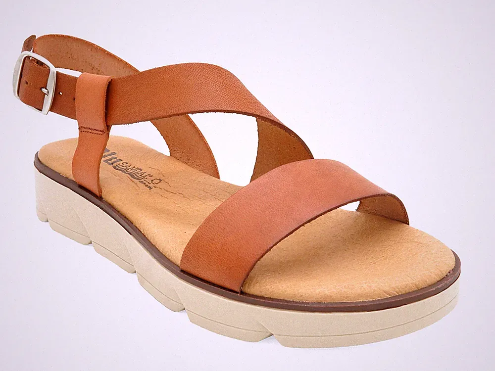 Damen Keilsandalen braun Leder Sandalen mit Keilabsatz Echtleder Keilsandaletten