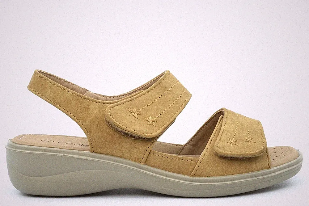Damen-Keilsandalen Damen Touch-Verschluss Keilabsatz hellbraun/beige/gelb/marineblau/blau