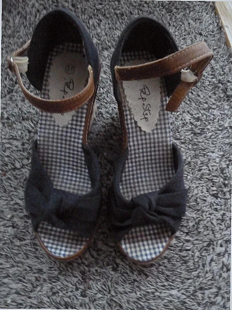 Damen-Keilsandalen, Gr. 37, Pep Step, Blau/beige