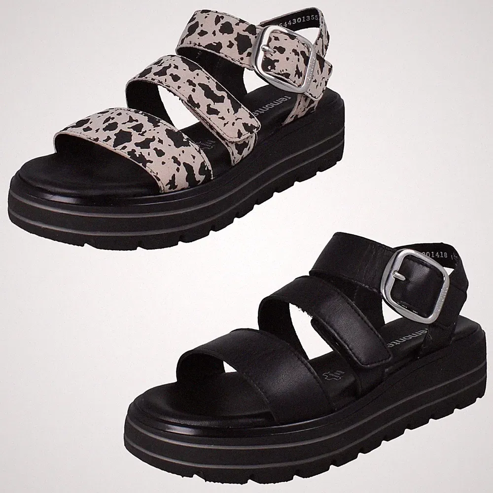 Damen-Keilsandalen Remonte Leder verstellbar Klettverschluss "D3N50"