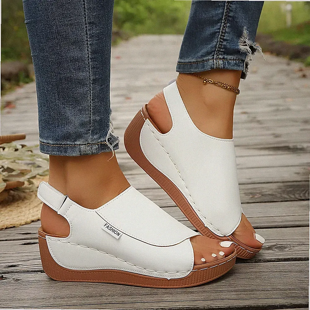 Damen Keilsandalen Sommer Sandalen Offen Atmungsaktive Sandalen weiß Gr. 39