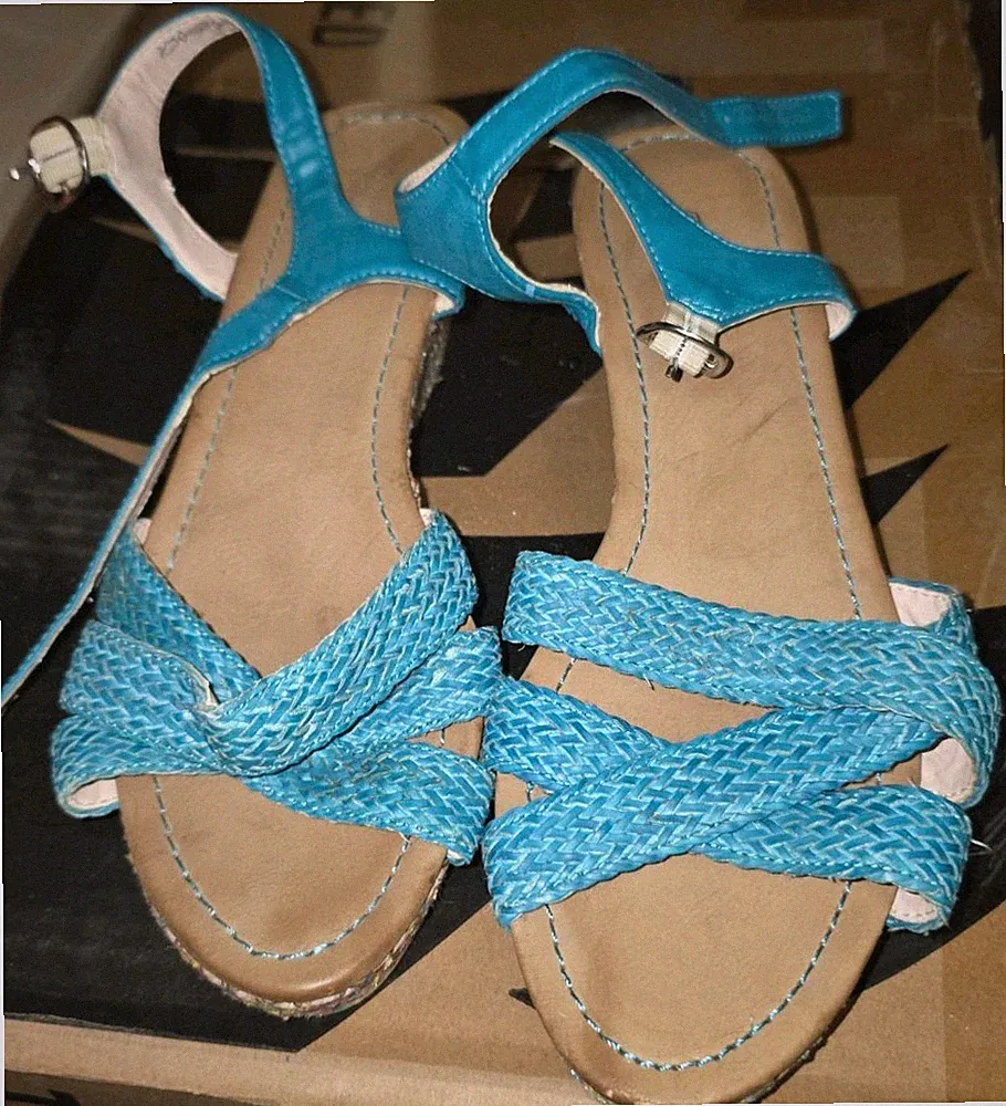 Blaue Damen-Sandalen Mit Keilabsatz